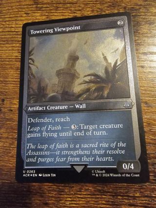 Magic the gathering mtg Towering Viewpoint etched foil card Assassins Creed