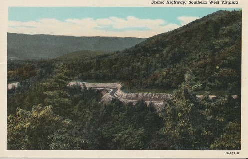 Vintage Unused Postcard: Linen: Scenic Highway, Southern West Virginia