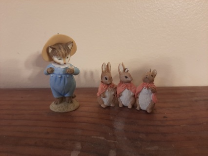 Beatrix Potter Ornaments ~ Tom Kitten, Flopsy, Mopsy, Cottontail