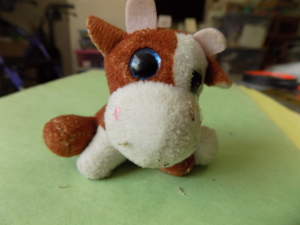 2 inch brown and white cow mini plush big blue eyes