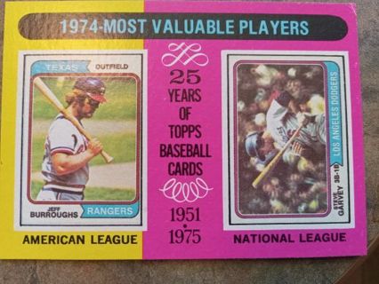 1975 TOPPS - 1974 MVP's JEFF BURROUGHS / STEVE GARVEY BASEBALL CARD# 212