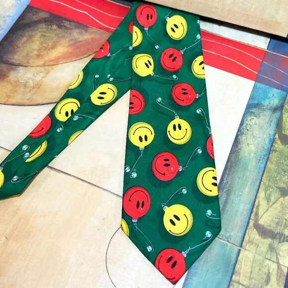 MEN'S VINTAGE HONORS HAPPY FACE TIE 90'S Y2K SMILING HAPPY FACES STANDARD SIZE