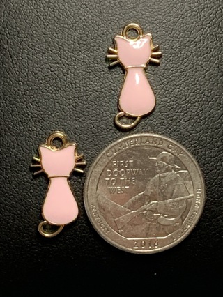 CAT CHARMS~#25~PINK~BACK VIEW~SET OF 2~FREE SHIPPING!