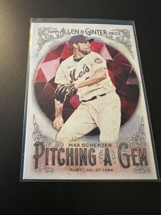 Max Scherzer Pitching A Gem Insert Allen & Ginter's 2022 #PAG-8 New York Mets