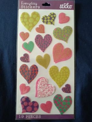 Sticko Glitter Heart Stickers