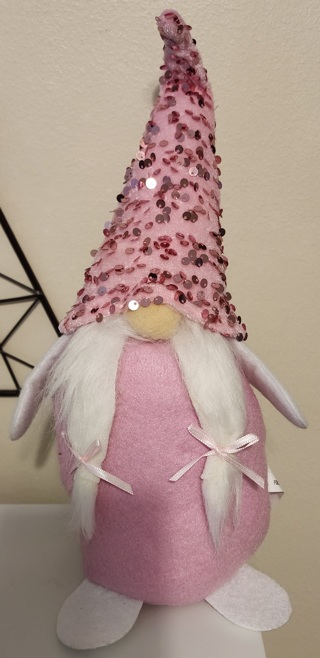 NEW - Pink Sequin Gnome - stands 14 inches tall!