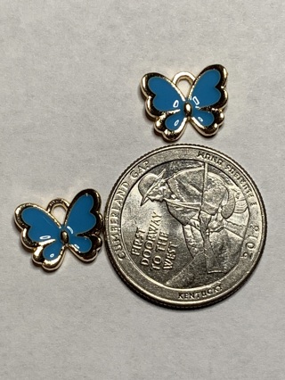 BUTTERFLY CHARMS~#35~BLUE~SET OF 2~FREE SHIPPING!