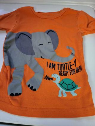 Orange top with elephant and turtle