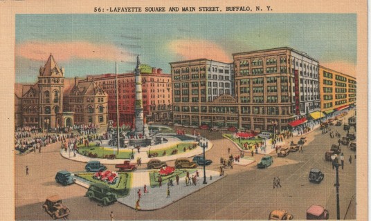 Vintage Used Postcard: gin z: 1946 Lafayette Square, Buffalo, NY