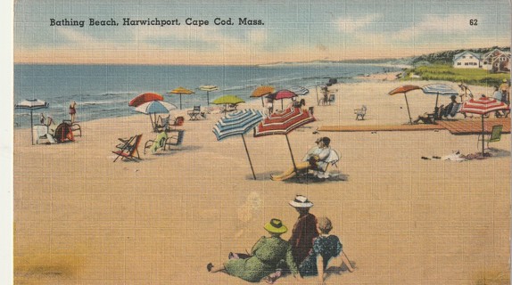 Vintage Used Postcard: 1944 Bathing Beach, Harwichport, Cape Cod, MA
