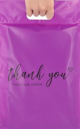✨NEW✨❤️(1) Purple 'Thank You for your order' 12"x 15.5" Poly Mailer with Handle❤️