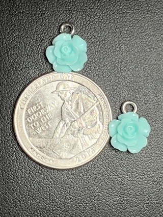 ROSE CHARMS~#37~TEAL~SET OF 2~FREE SHIPPING!