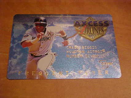 1998 Craig Biggio Fleer/Skybox Frequent Flyer Card #FF6 of 10, Houston Astros