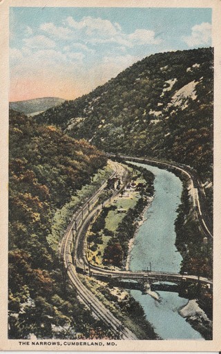 Vintage Used Postcard: (j): 1918 The Narrows, Cumberland, MD