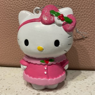 Hello Kitty licensed Sanrio Christmas tree ornament in pink dress with Holly 