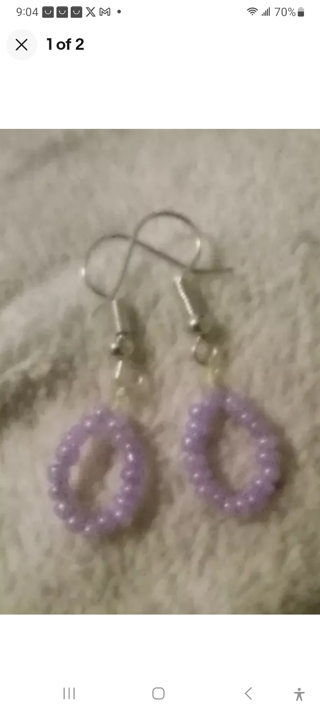 Pink egg shape seed bead earrings nip