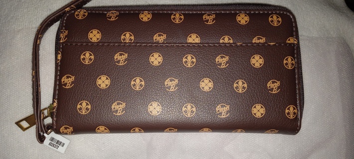 Ladies brown floral faux leather wallet