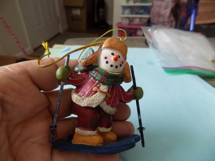 3 inch resin snowman skiing ornament