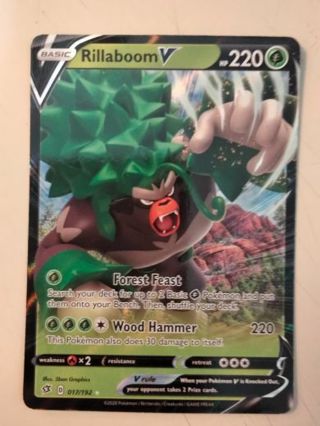 Rillaboom v 017/192 rare holo nm pokemon