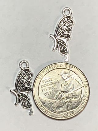 BUTTERFLY CHARMS~#7~SILVER~SET OF 2 CHARMS~SET 3~FREE SHIPPING!