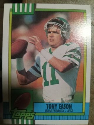 1990 TOPPS TONY EASON NEW YORK JETS FOOTBALL CARD# 450