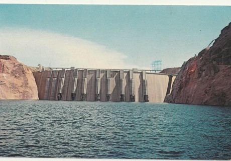 Vintage Unused Postcard: t: Glen Canyon Dam & Lake Powell, Page, AZ