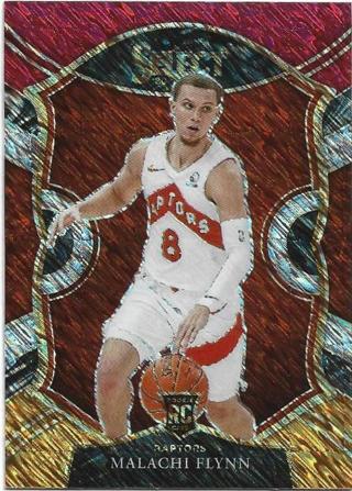 2020-21 SELECT MALACHI FLYNN RED WHITE & YELLOW SHIMMER REFRACTOR ROOKIE CARD
