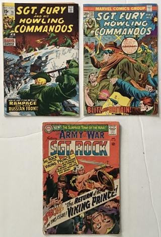 SGT. Fury and His Howling Commandos / Our Army At War Lot of 3 Marvel and DC Comics - Store Closing!