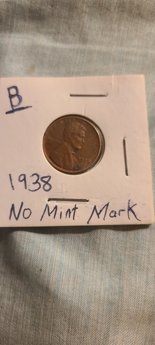 1938 wheat cent penny no mint mark