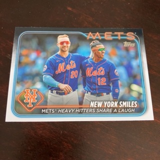 2024 Topps Series 1 - [Base] #38 Checklist - New York Smiles (Mets' Heavy Hitters Share a Laugh)