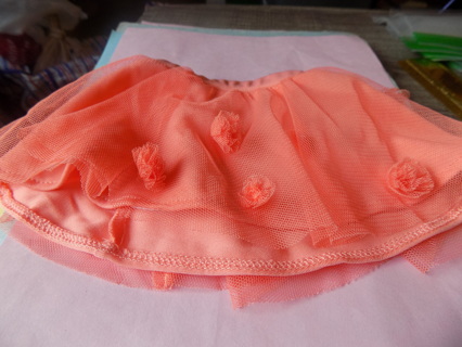 18 inch doll orange skirt with organdy over skirt & roses