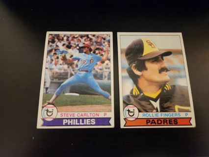 1979 Topps Baseball Steve Carlton #25 & Rollie Fingers #390 , nice condition, Free Shipping!