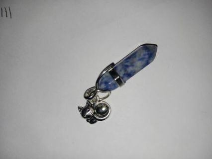 Faux Crystal Pendant w/ Kitty Charm