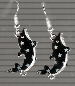 SP ENAMEL BLACK DOLPHIN EARRINGS LOT 6 (PLEASE READ DESCRIPTION