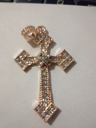 Crystal Gold Cross over stainless steel 