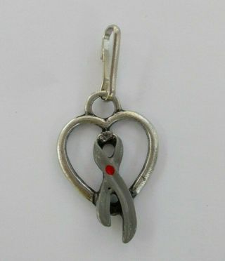 Diabetes Awareness Gray Ribbon Heart Charm Clip Zipper Pull NEW