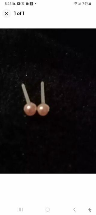3pr pink pearl plastic stud earrings