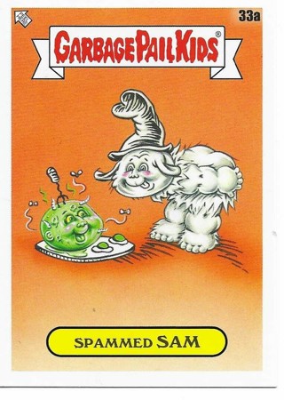 Brand New 2022 Topps Garbage Pail Kids Spammed Sam Sticker From the Book Worms Set 