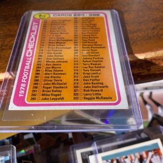 1978 topps checklist 265-396 football card 