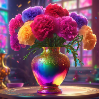 Listia Digital Collectible: Carnations In A Glitter Rainbow Vase