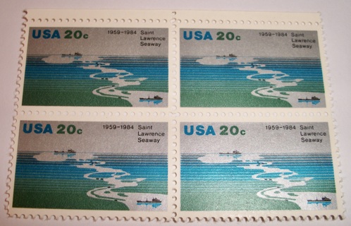 Scott #2091, Saint Lawrence Seaway, Pane of 4 Useable 20¢ US Postage Stamps