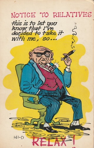 Vintage Unused Postcard: Comic: (g1): Notice to Relatives