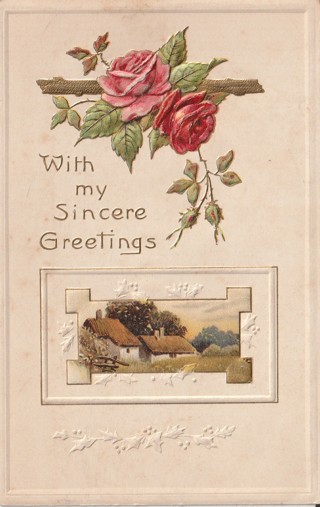 Vintage Used Postcard: Pre Linen: With My Sincere Greetings