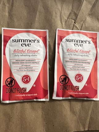 BNIP Two Unopened Samples of SUMMER'S EVE BLISSFUL ESCAPE