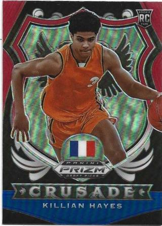 2020 PRIZM DRAFT PICKS KILLIAN HAYES CRUSADE RED WHITE & BLUE PRIZM REFRACTOR ROOKIE CARD