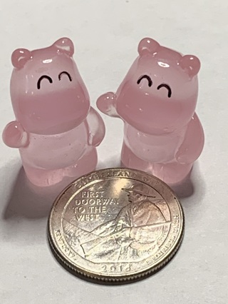 HIPPOPOTAMUS/HIPPO~#9~PINK~SET OF 2~GLOW IN THE DARK~FREE SHIPPING!