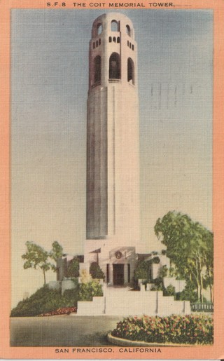 Vintage Used Postcard: k: 1957 Coit Memorial Tower, San Francisco, CA