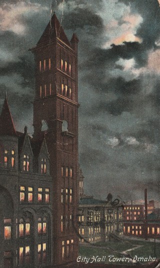 Vintage Used Postcard: 1908 City Hall Tower, Omaha, Nebraska