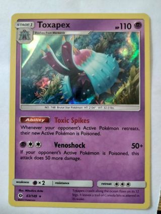 Toxapex 63/149 rare holo nm pokemon