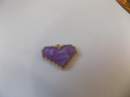 Enamel purple digitized heart pixel charm 1 inch